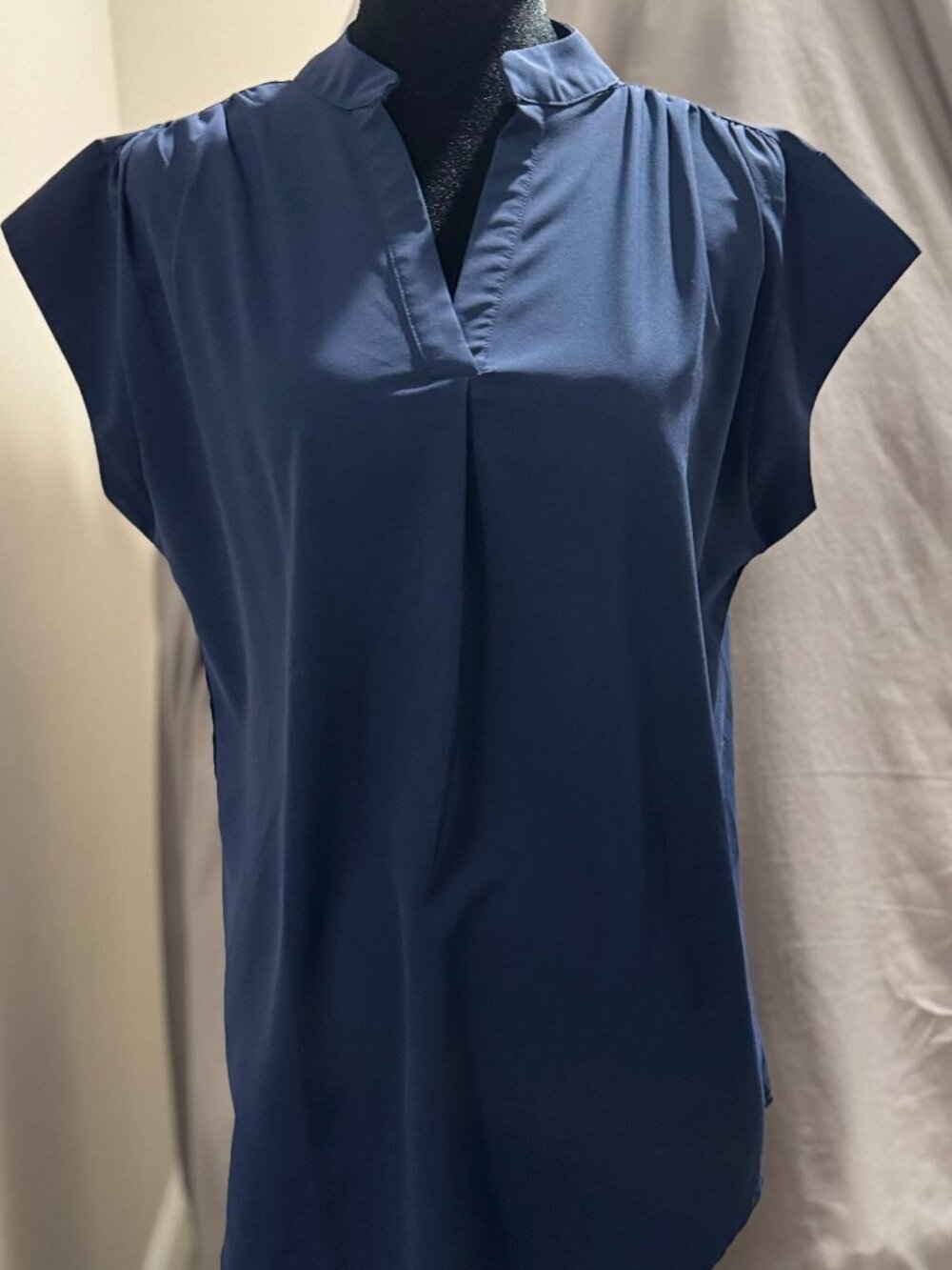 Blue Split Neck Blouse